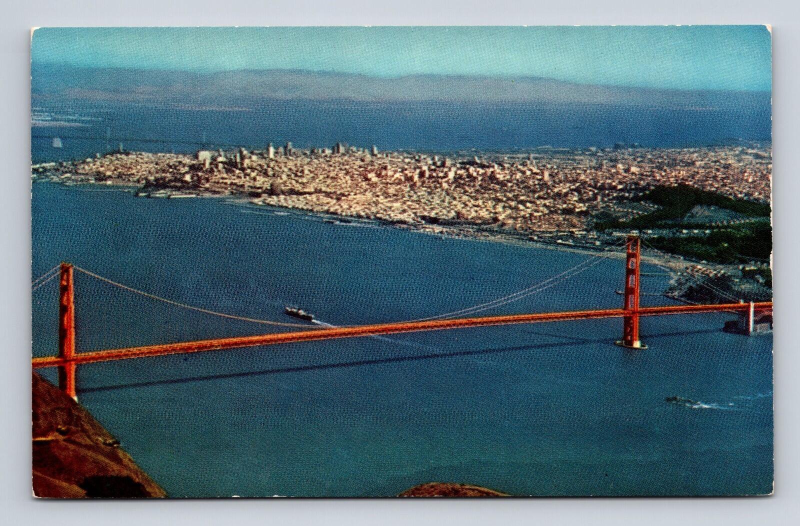 Air View Of Golden Gate Bridge San Francisco California Postcard