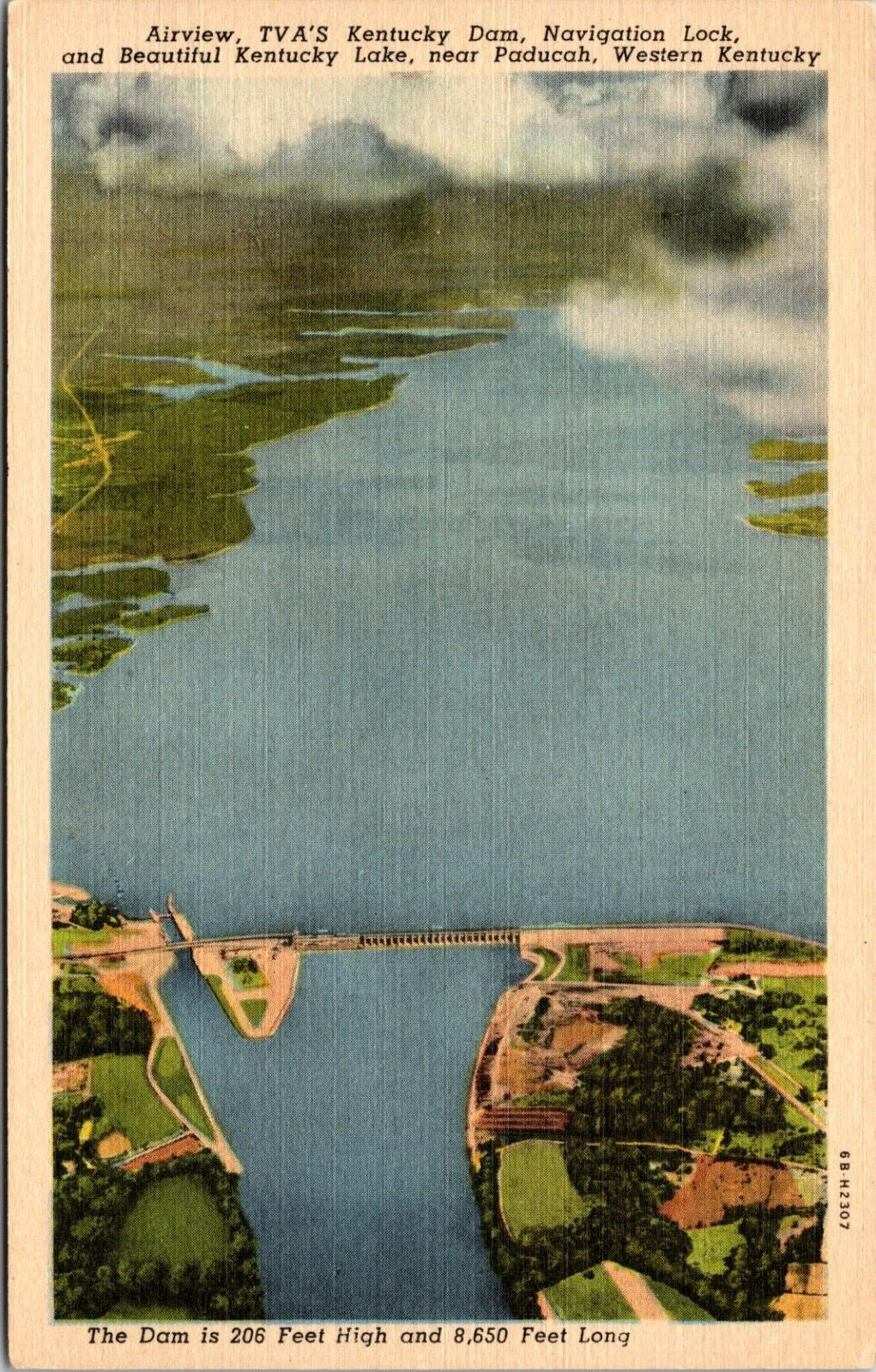 Airview TVA's Kentucky Dam Navigation Lock Paducah Kentucky Postcard Unposted
