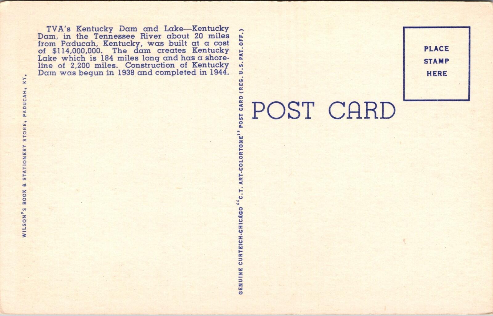 Airview TVA's Kentucky Dam Navigation Lock Paducah Kentucky Postcard Unposted - Image 2