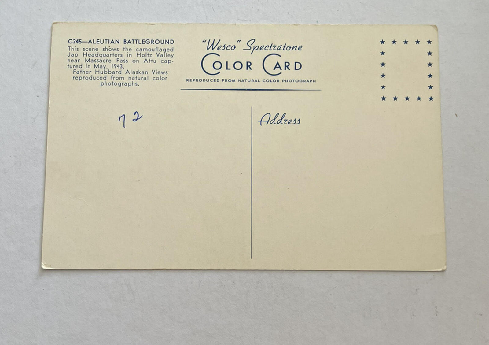 Aleutian Battle Ground Postcard - Image 2