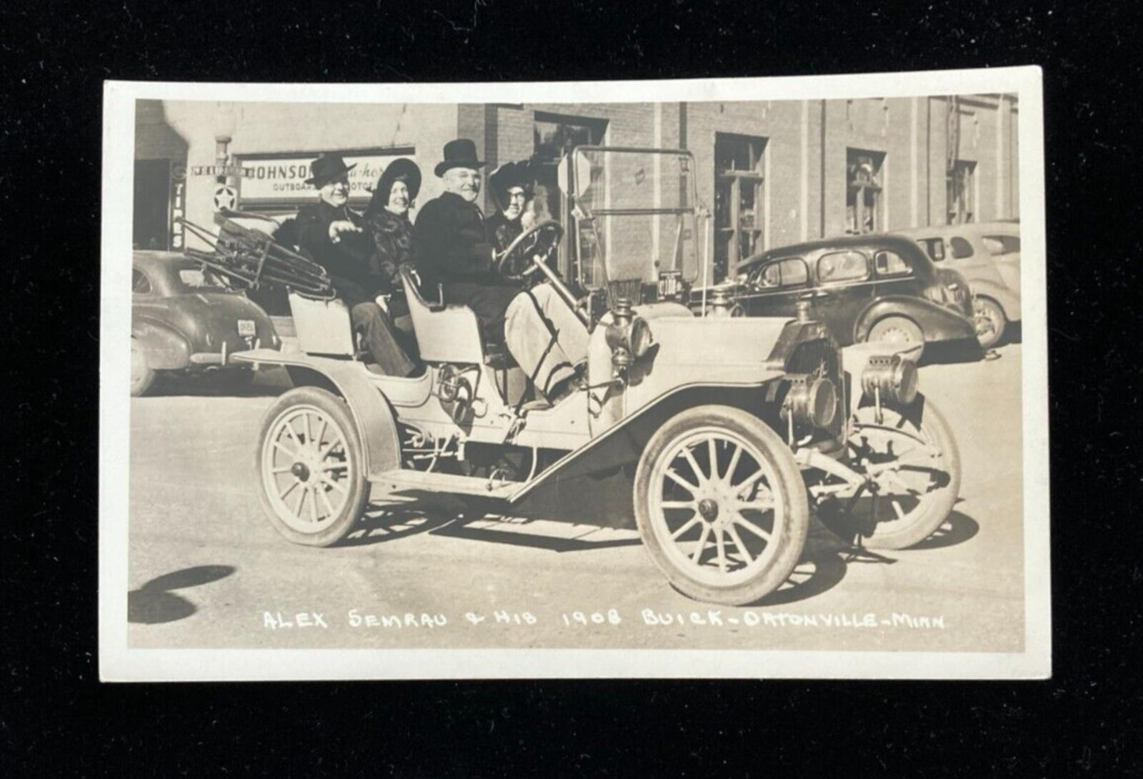 Alex Semrau & His 1908 Buick Minnesota With Friends RPPC Postcard