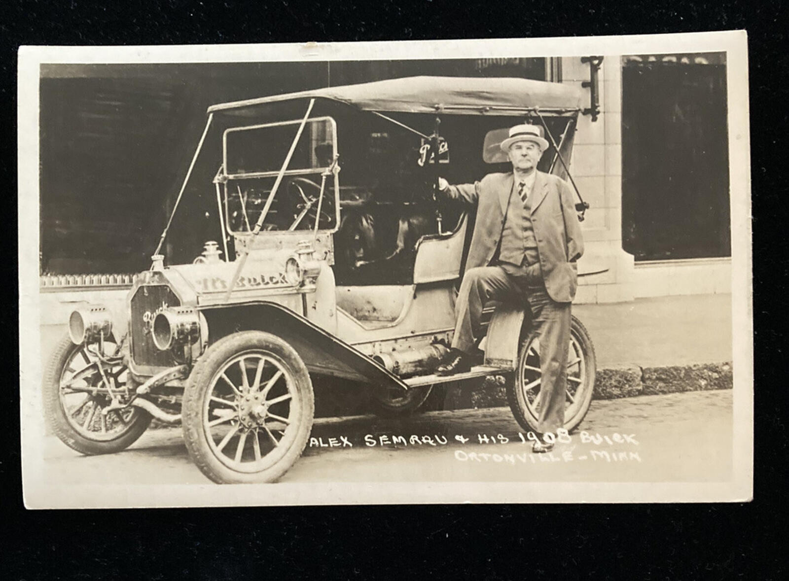 Alex Semrau & His 1908 Buick Ortonville Minnesota RPPC Postcard