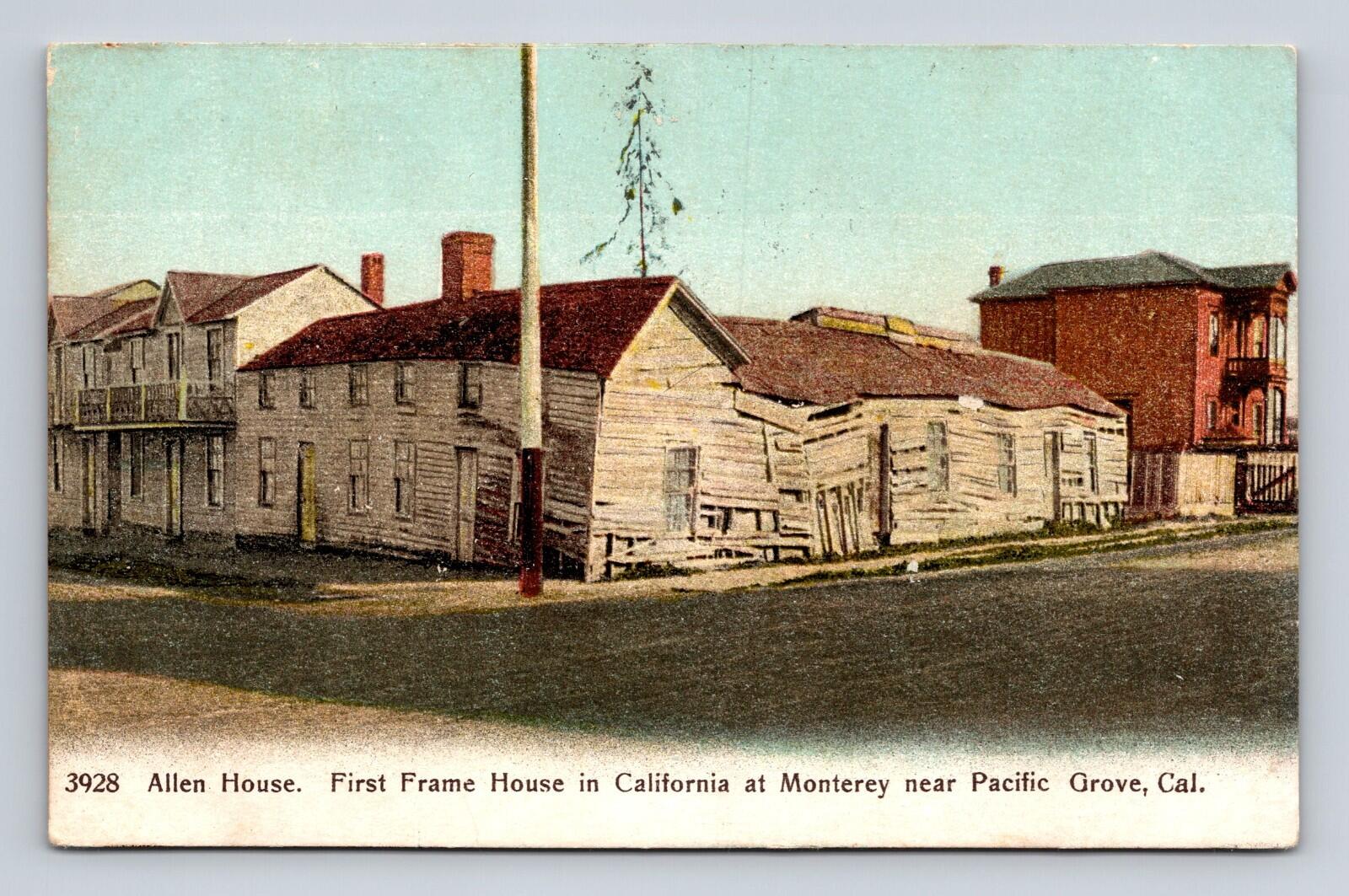 Allen House First Frame House California At Monterey Near Pacific Grove Postcard