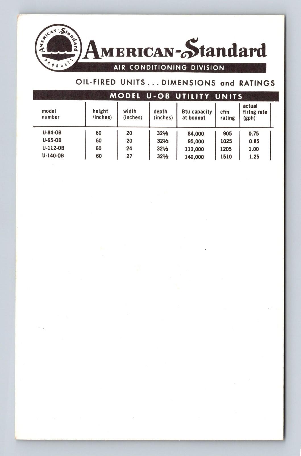American Standard Air Conditioning Division Advertising Postcard - Image 2