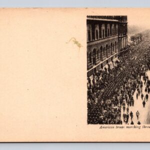 American Troops Marching Through Paris Postcard American Red Cross