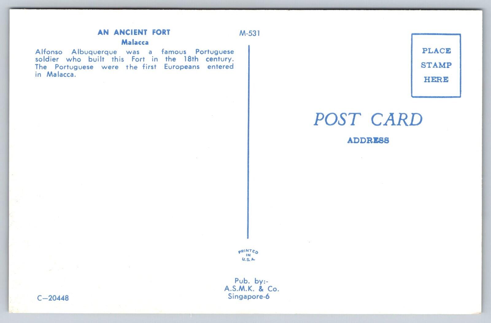 An Ancient Fort Malacca Singapore Postcard - Image 2