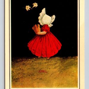 April Kids Postcard Sunbonnet Kids Postcard Reprint