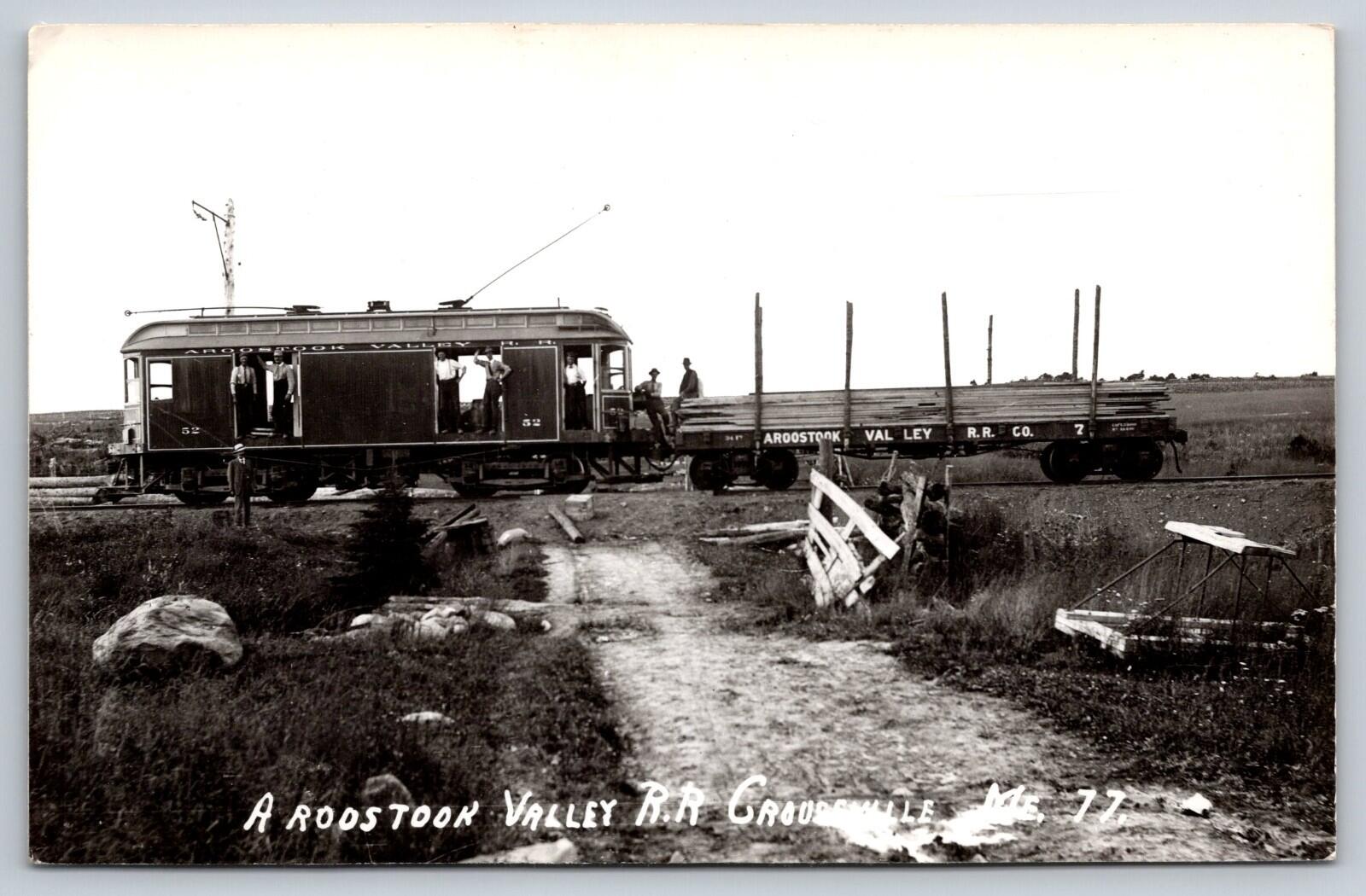 Aroostook Valley R.R Crouseville Maine 77 Trolley Car Postcard RPPC