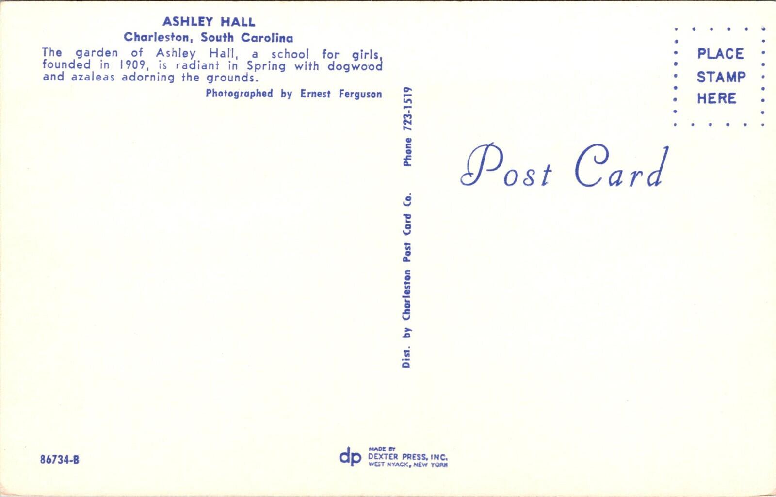 Ashley Hall Charleston South Carolina Postcard Unposted - Image 2