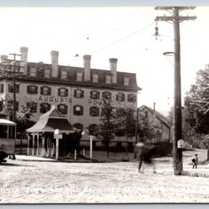 Augusta House Augusta Winthrop And Gardiner St Trolley Railroad Postcard Maine