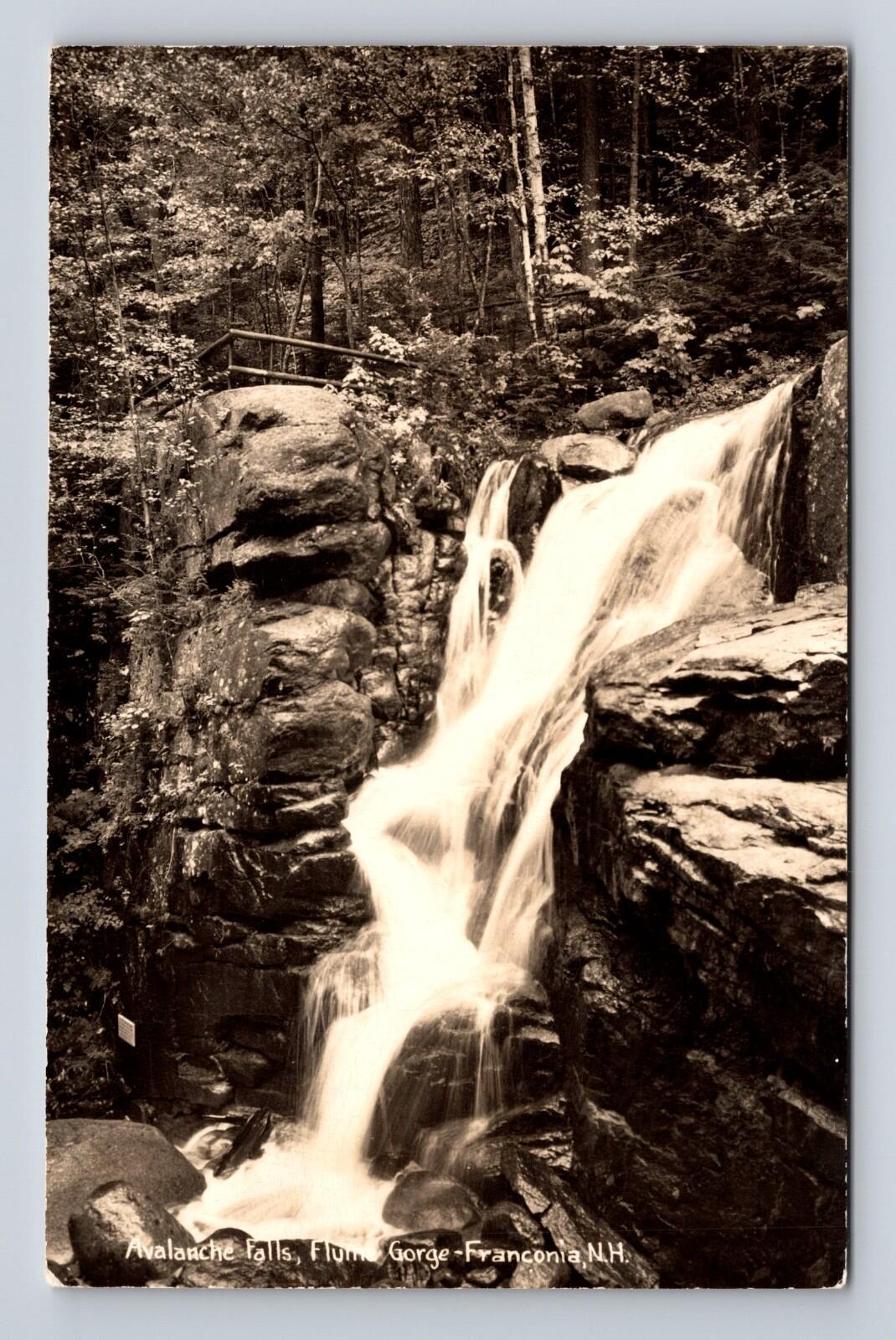 Avalance Falls Flume Gorge Franconia New Hampshire Postcard RPPC