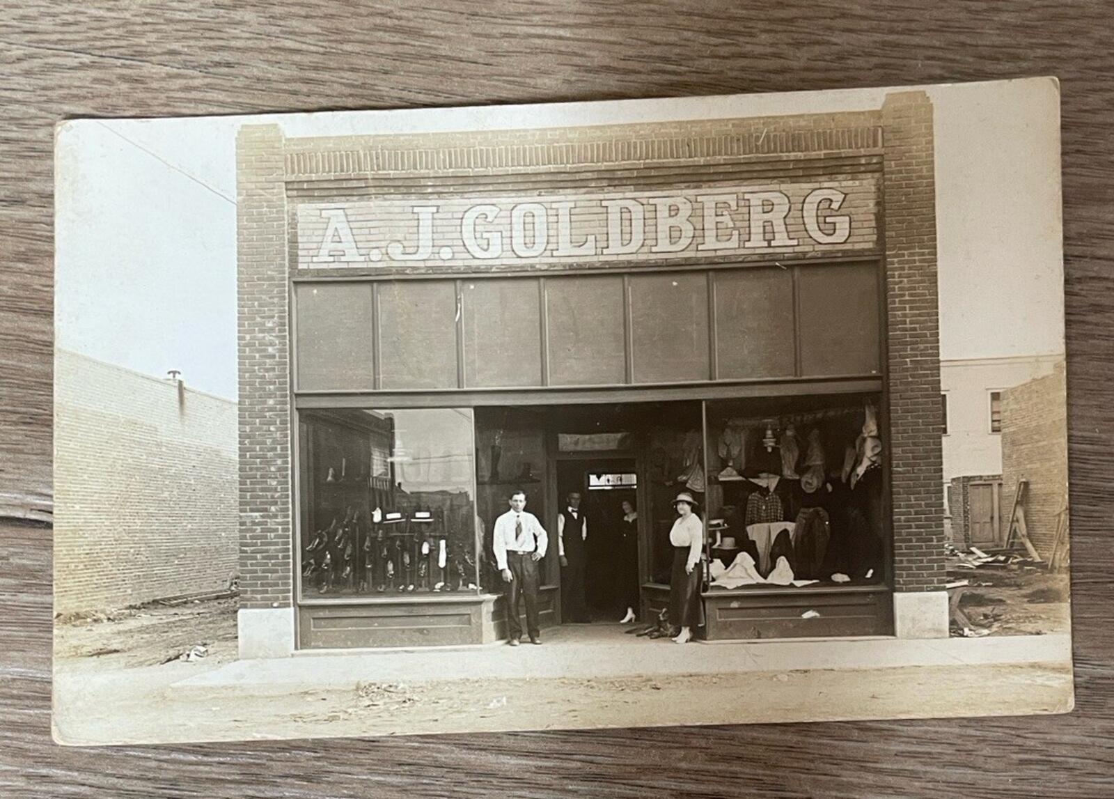 A J Goldberg Store Postcard RPPC Men's Clothing Store Postcard