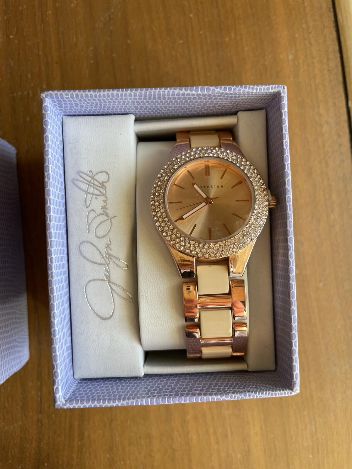 Jaclyn Smith Ladies Round Crystal Rimmed Fashion Watch