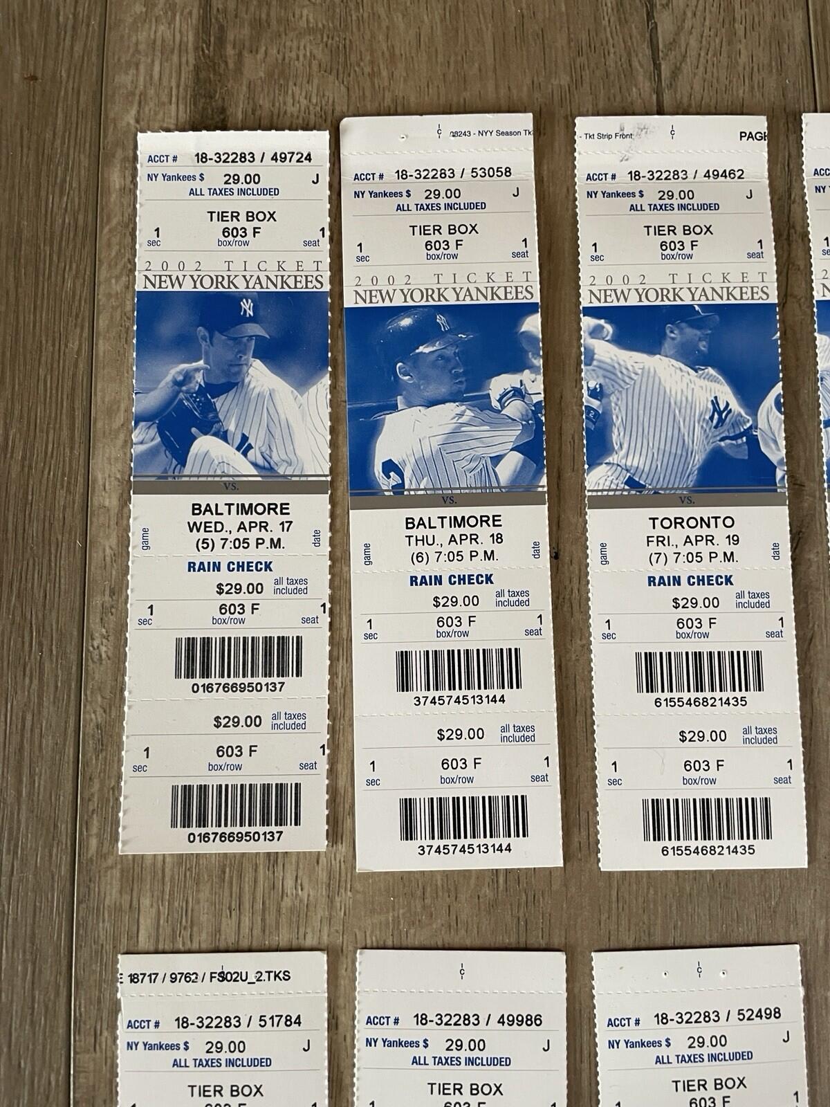 New York Yankees Baseball Tickets 2002 Lot Of 20 - Image 3