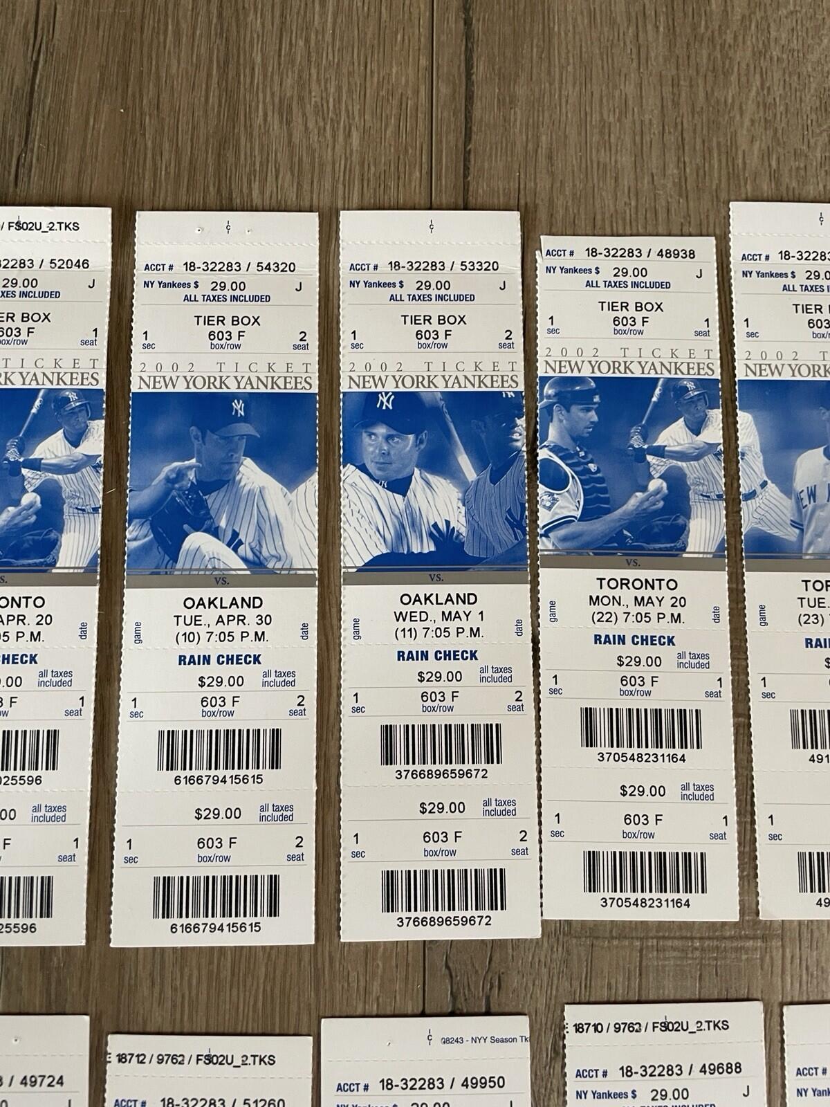 New York Yankees Baseball Tickets 2002 Lot Of 20 - Image 7