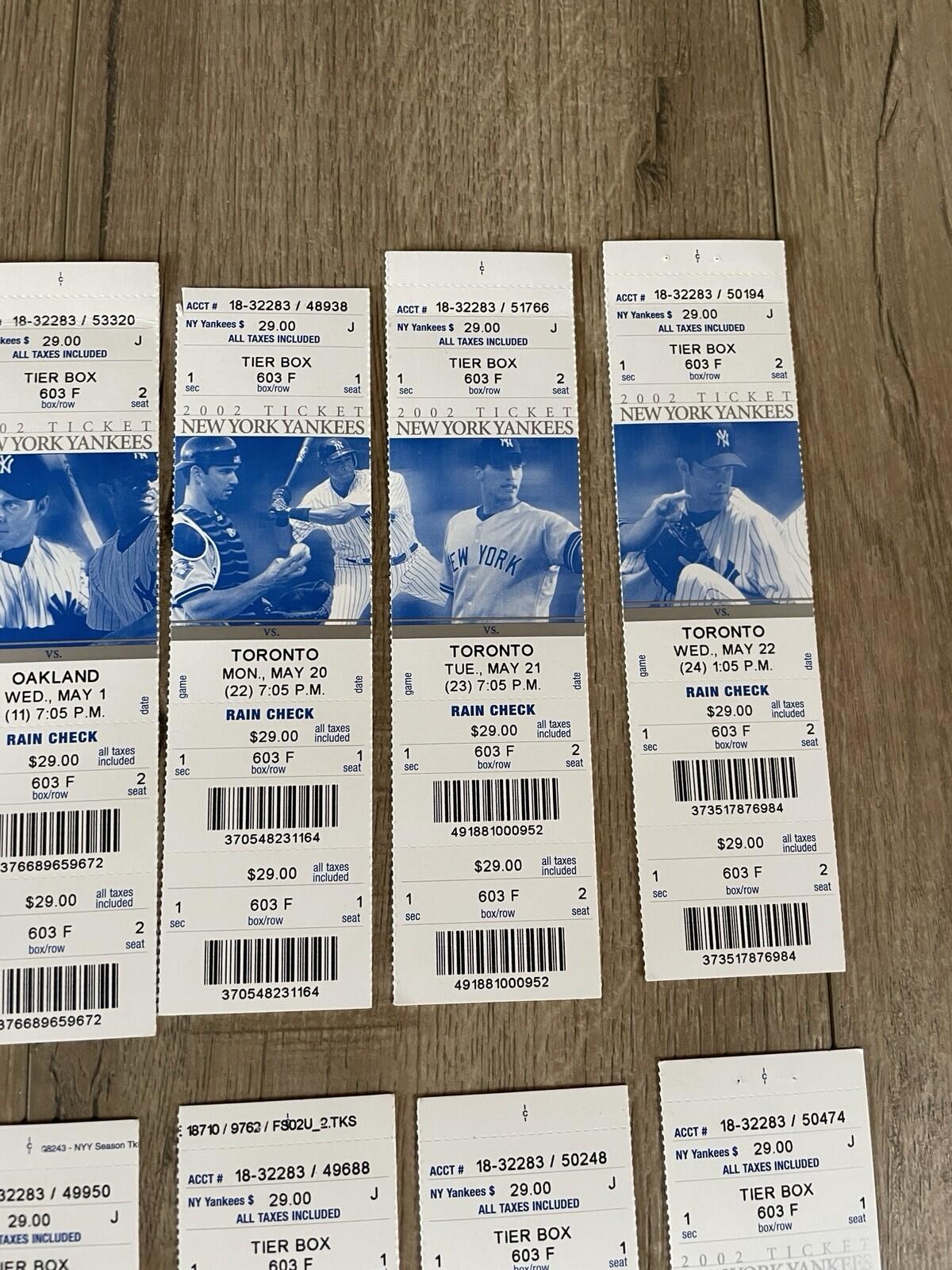 New York Yankees Baseball Tickets 2002 Lot Of 20 - Image 8