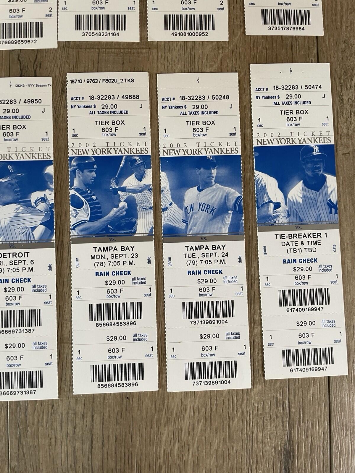 New York Yankees Baseball Tickets 2002 Lot Of 20 - Image 9