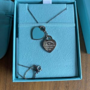 Return To Tiffany Blue Double Heart Tag Pendant In Silver With A Diamond