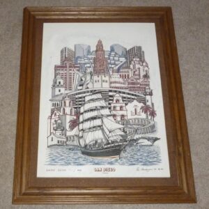 San Diego California Eugene Andreyev Alabaster Marble Etching Picture 1985 San Diego California Picture Eugene Andreyev Picture