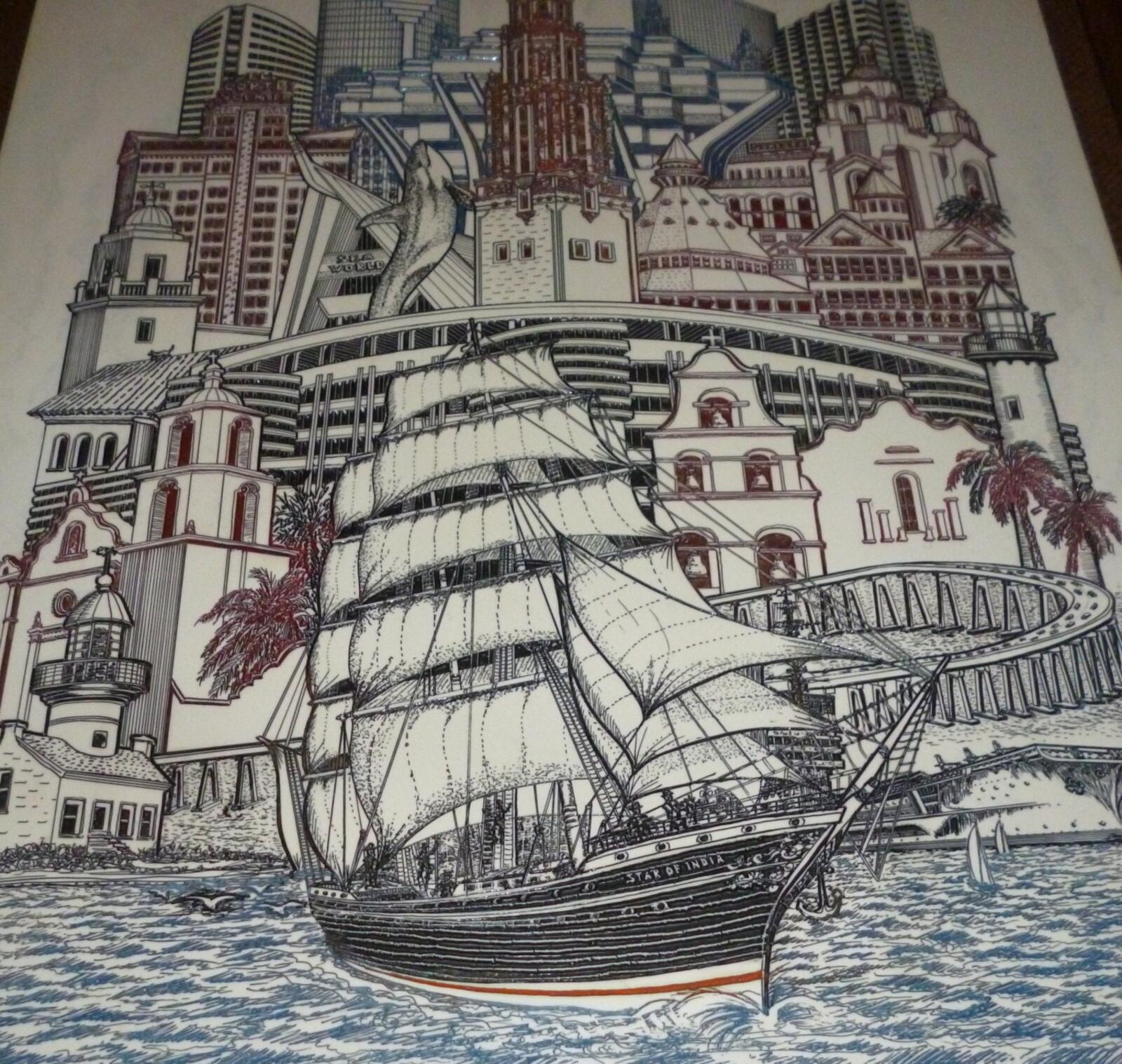 San Diego California Eugene Andreyev Alabaster Marble Etching Picture 1985 San Diego California Picture Eugene Andreyev Picture - Image 3