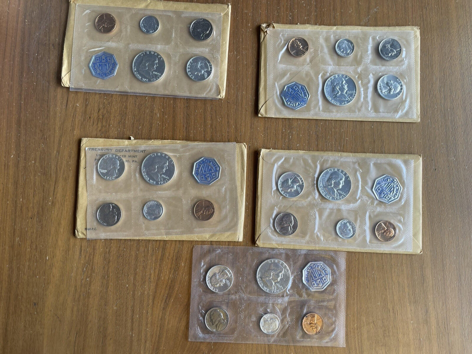 1960 US Proof Set Lot Of Five United States 5 Coin 90% Silver Proof Sets 1960