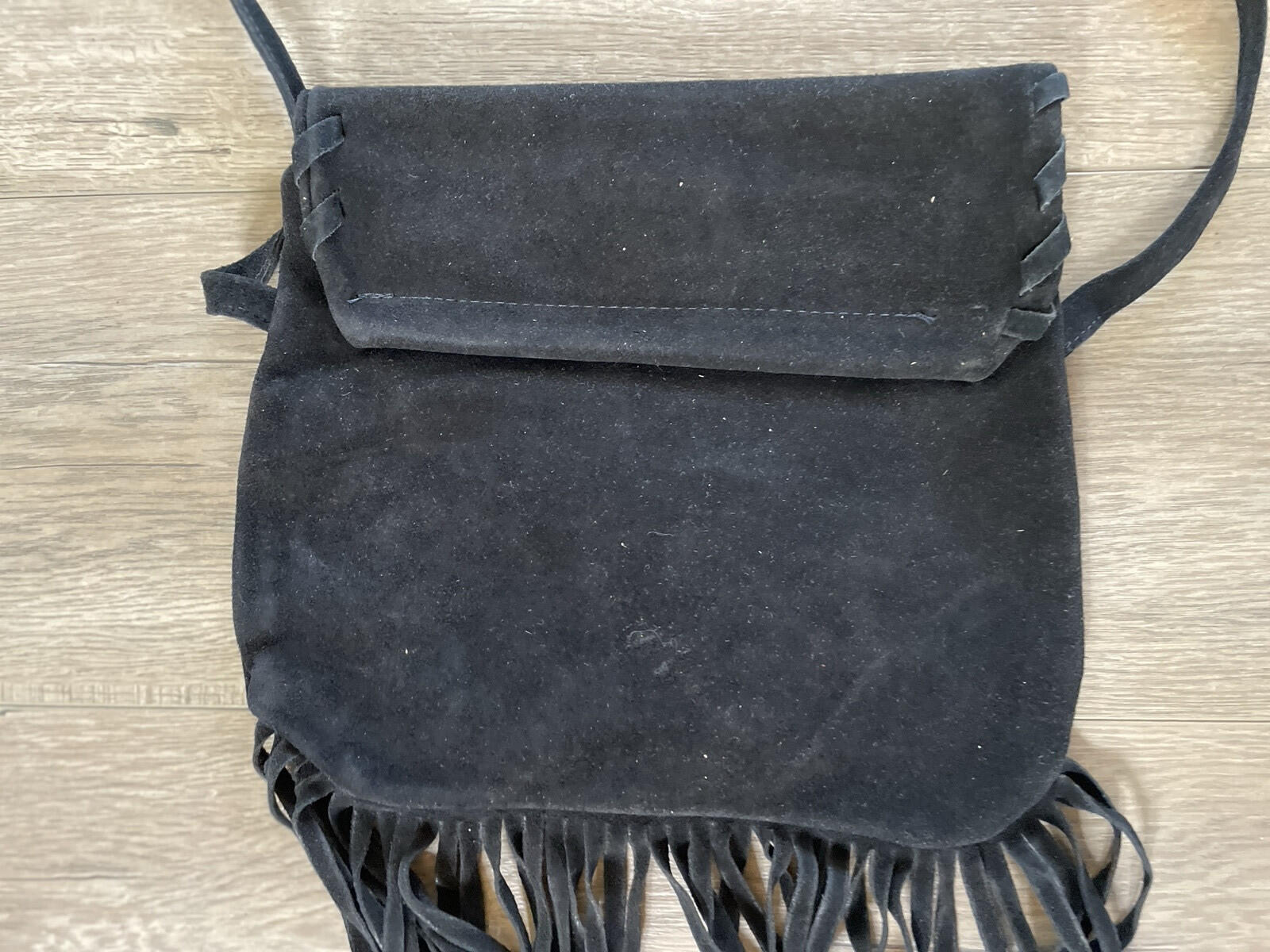 Berlin Glove Co Purse Black Handbag Bag Fringe Purse - Image 6
