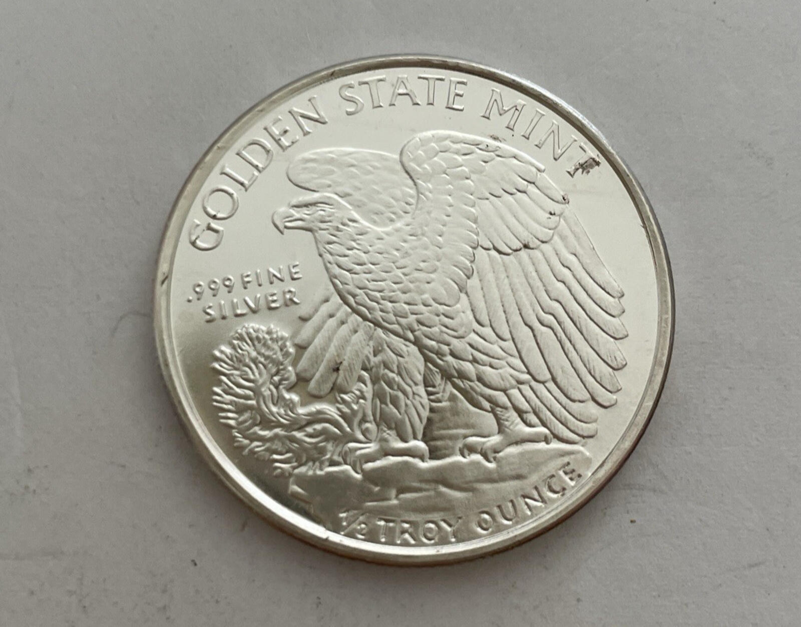 1/2 oz .999 Fine Silver Round Golden State Mint Walking Liberty Coin - Image 2