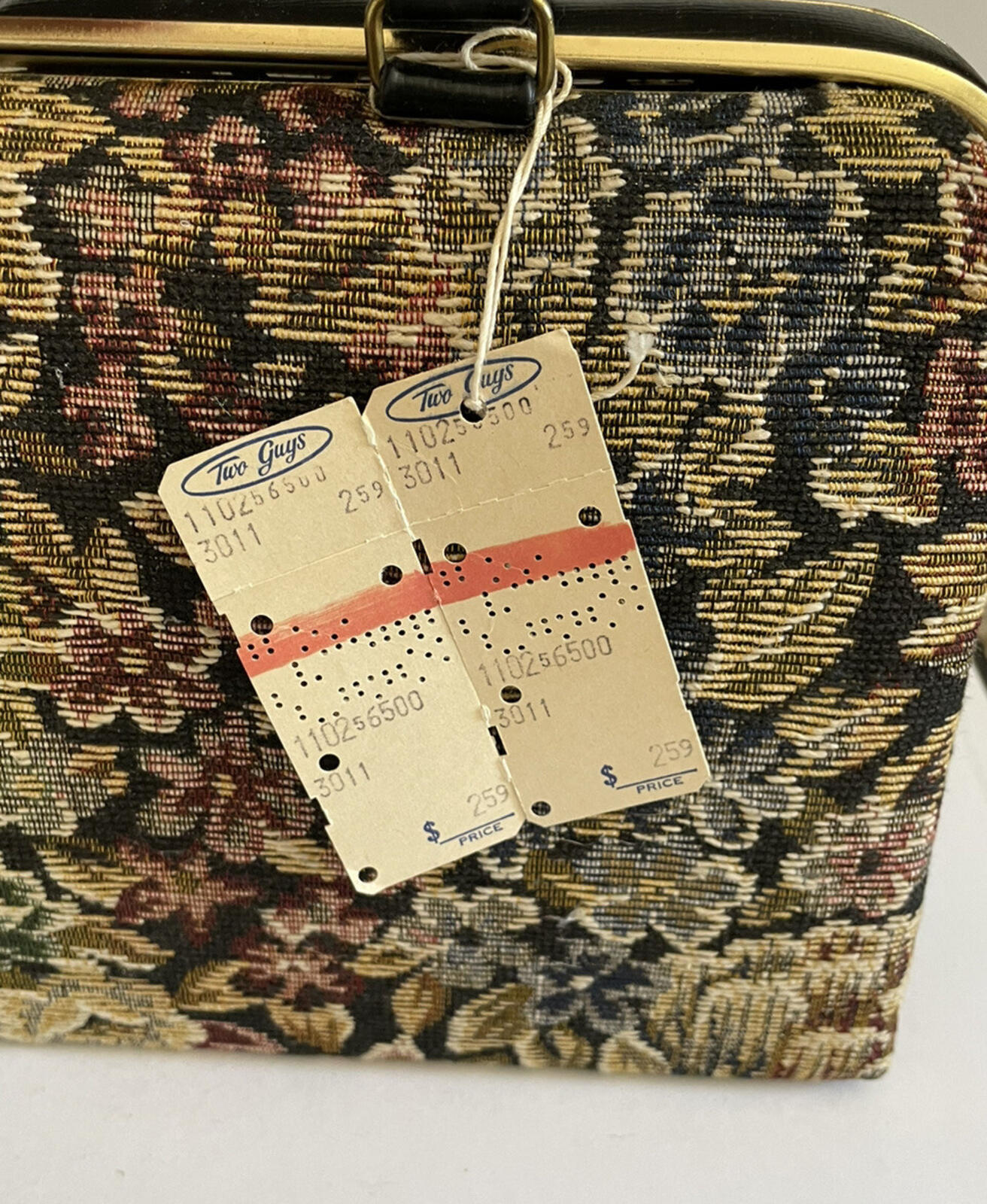 Dover Tapestry Carpet Bag Handbag Purse With Original Tag From Two Guys Vintage - Image 2