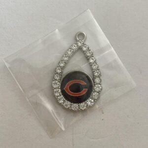 Chicago Bears Football Team Football Bear Tear Drop Rhinestone Pendant Necklace