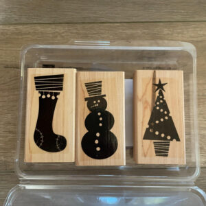 Stampin Up Christmas Holiday Basics Mounted Rubber Stamps Set Of 3