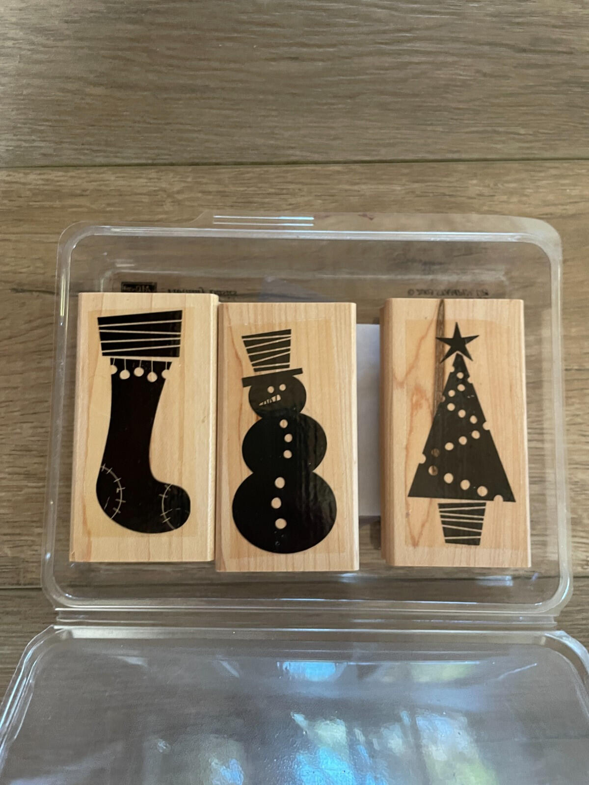 Stampin Up Christmas Holiday Basics Mounted Rubber Stamps Set Of 3