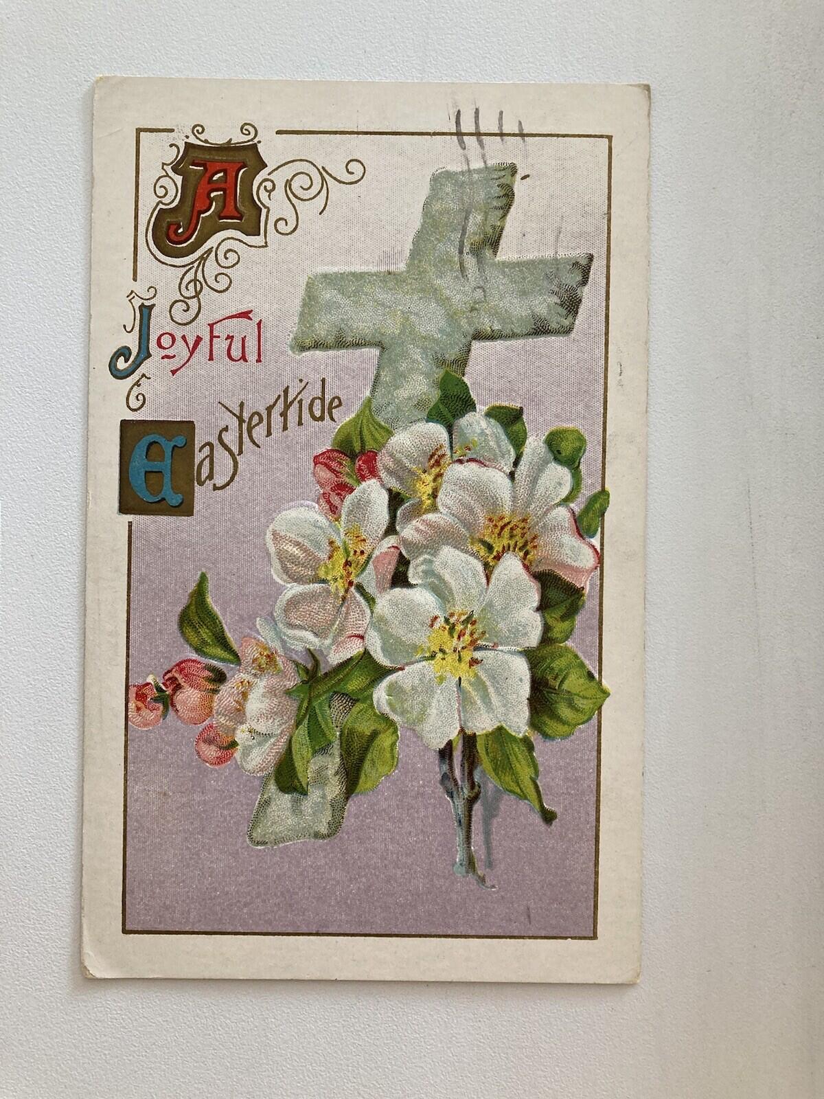 A Joyful Eastertide Cross Easter Postcard Posted