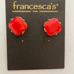 Francesca's Red Square Stone Earrings