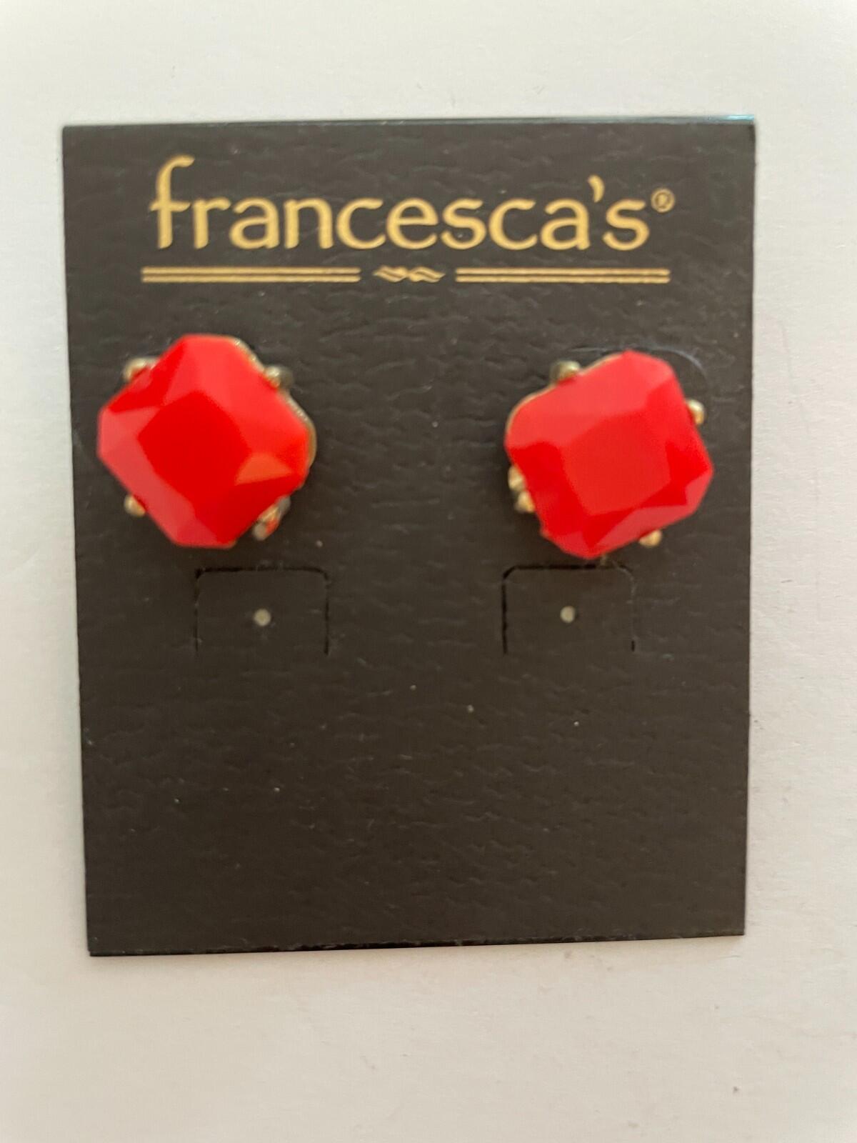 Francesca's Red Square Stone Earrings