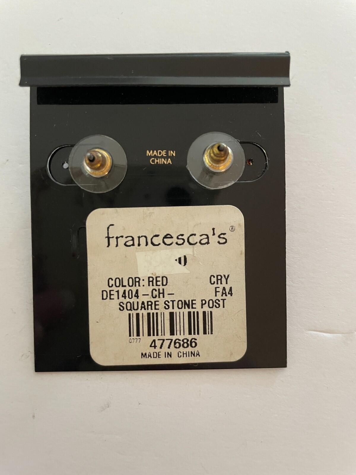 Francesca's Red Square Stone Earrings - Image 2