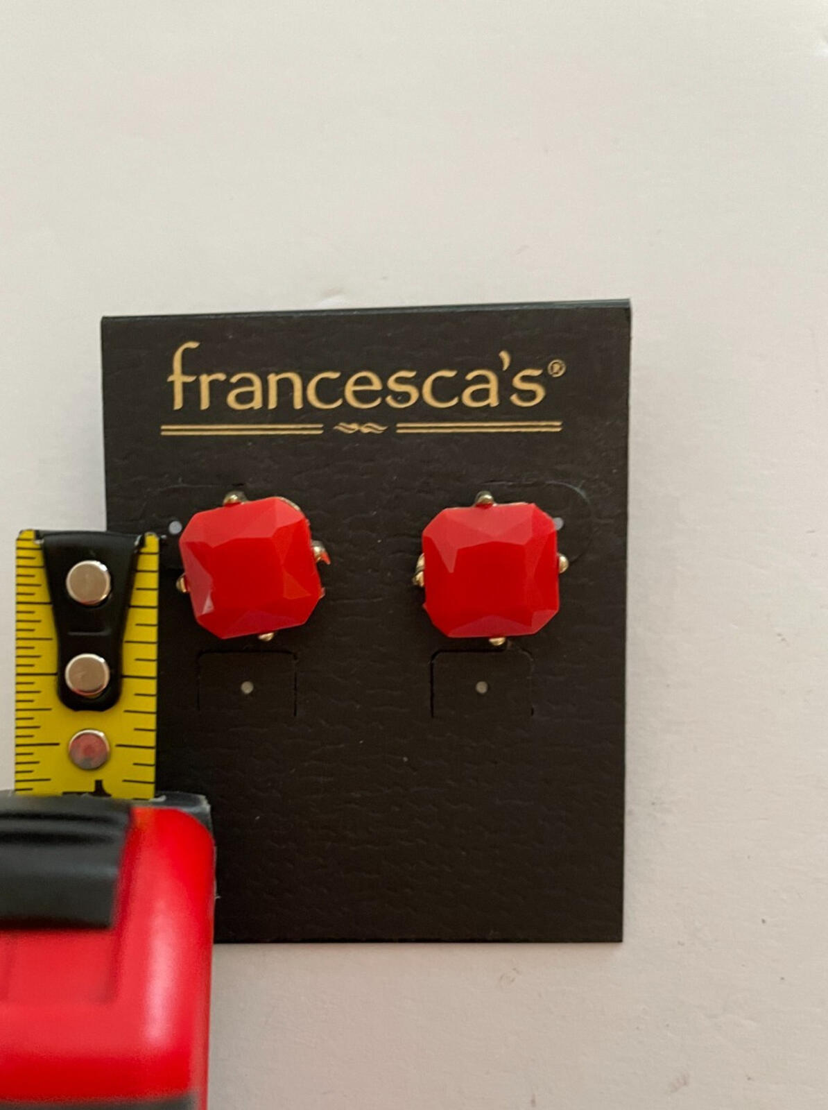 Francesca's Red Square Stone Earrings - Image 3