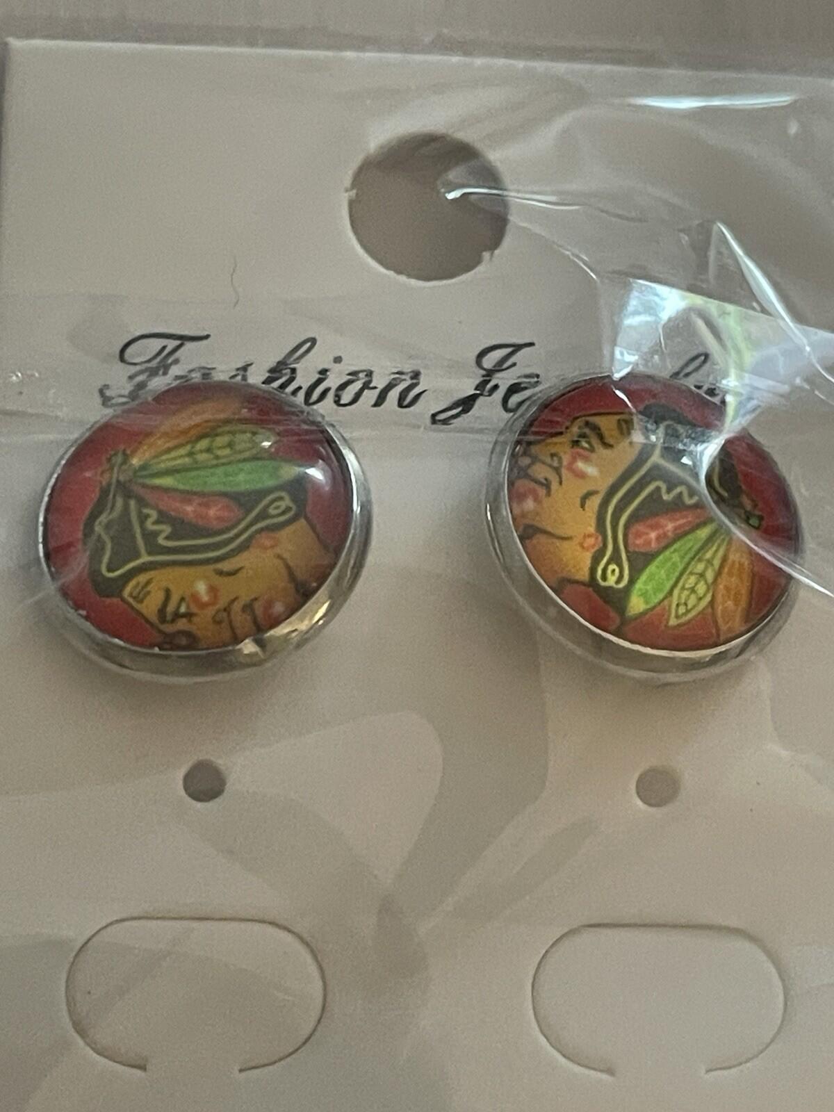 Chicago Black Hawks NHL Hockey Team Earrings Stud Earrings