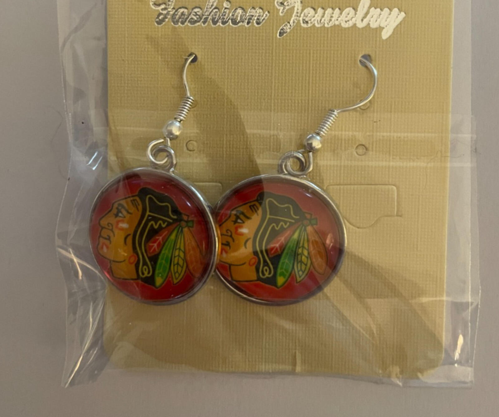 Chicago Black Hawks NHL Hockey Team Earrings Colorful Earrings
