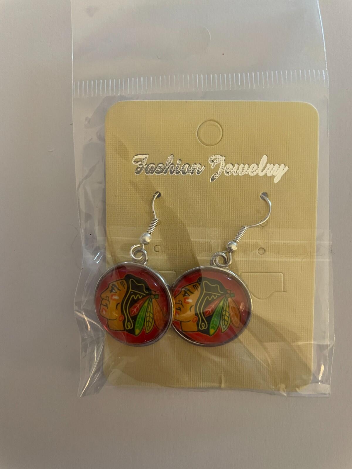 Chicago Black Hawks NHL Hockey Team Earrings Colorful Earrings - Image 2