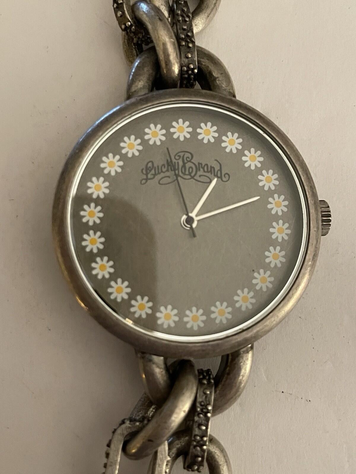Lucky Brand Chunky Chain Bracelet Watch Flowers Design Needs Battery Not Working
