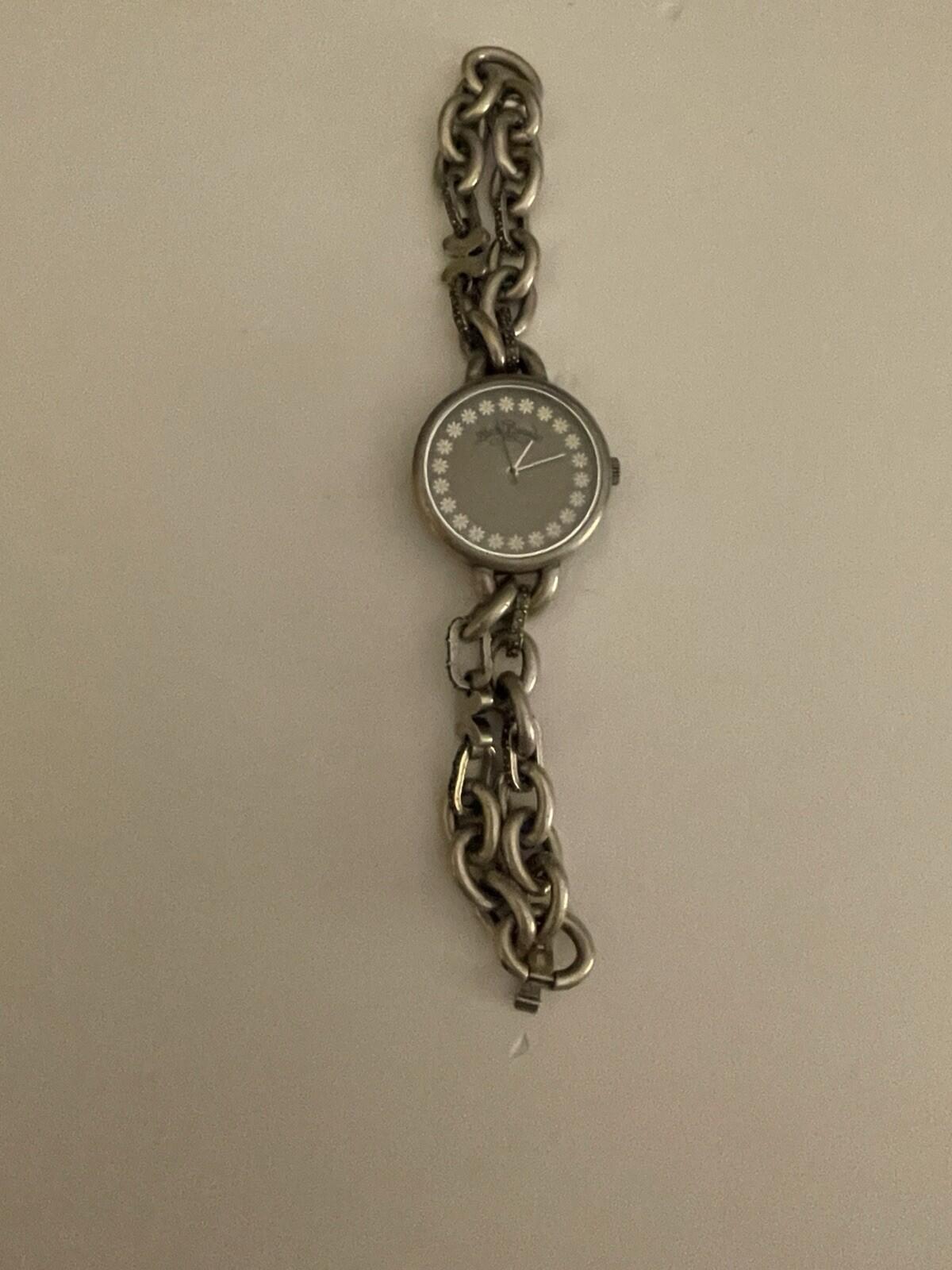 Lucky Brand Chunky Chain Bracelet Watch Flowers Design Needs Battery Not Working - Image 2