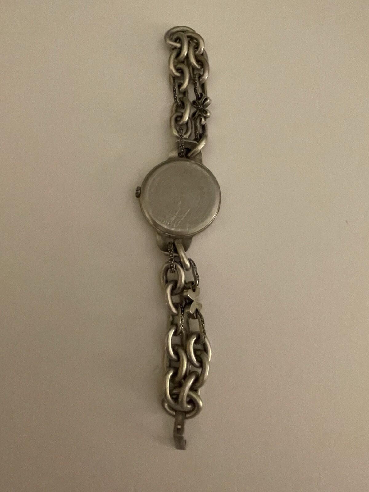 Lucky Brand Chunky Chain Bracelet Watch Flowers Design Needs Battery Not Working - Image 4