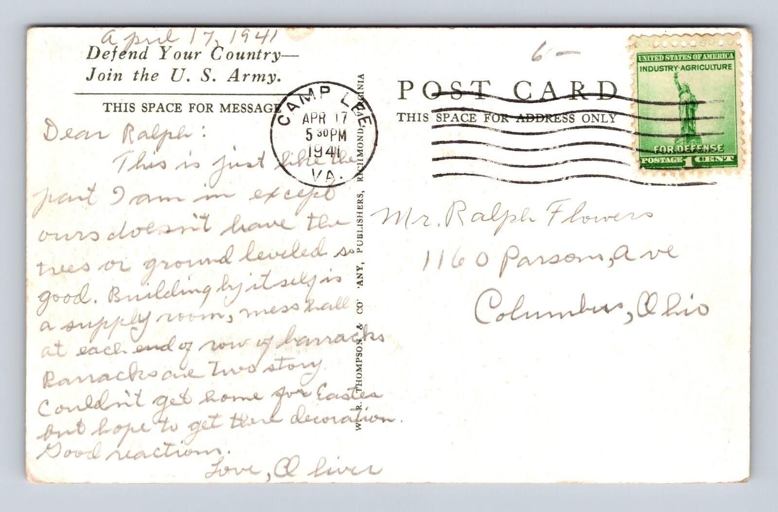A Section Of The Medical Replacement Center Camp Lee Virginia Postcard - Image 2