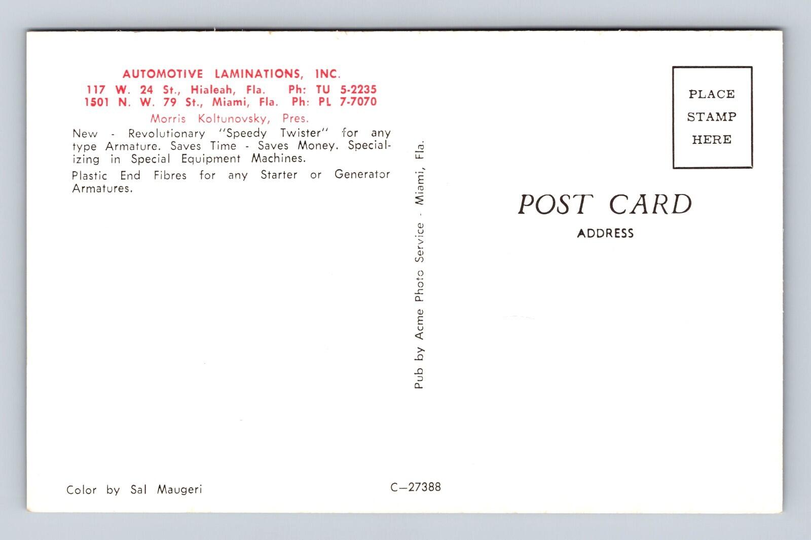 Automotive Laminations Inc Advertising Postcard Florida - Image 2