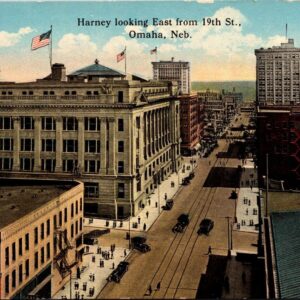 Harney Looking East From 19th St. Omaha Nebraska Postcard Unposted