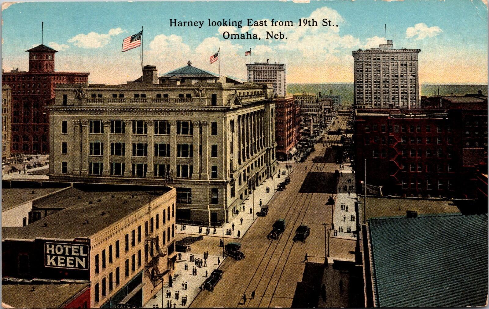 Harney Looking East From 19th St. Omaha Nebraska Postcard Unposted