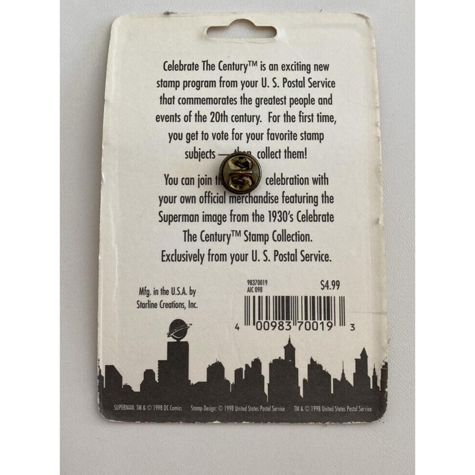 1998 DC Comics Superman Stamp Pin Stamp Collectibles U.S. Post Office Starline - Image 3