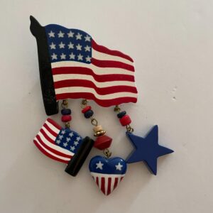 American Flag With Charms Pin