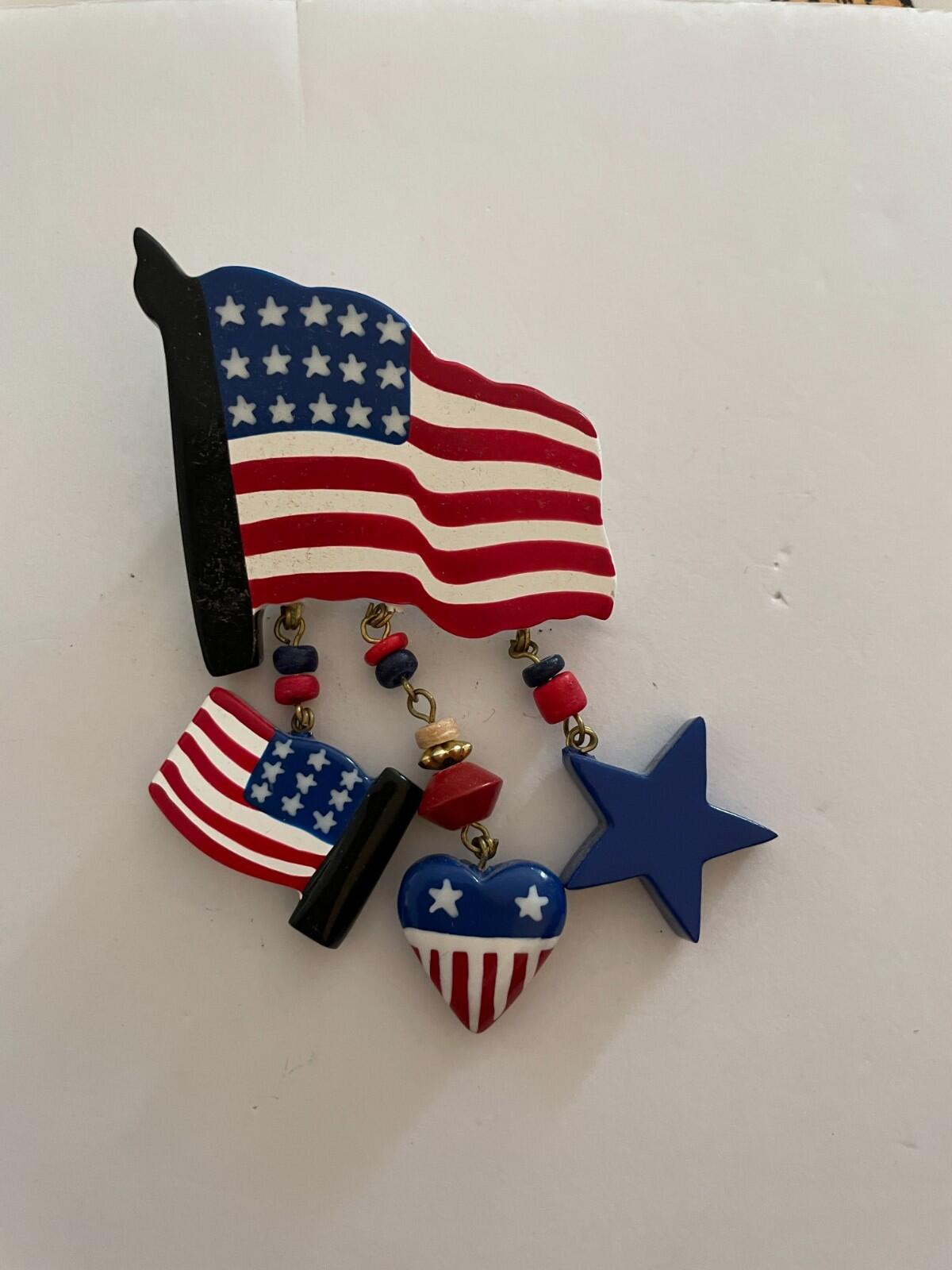 American Flag With Charms Pin