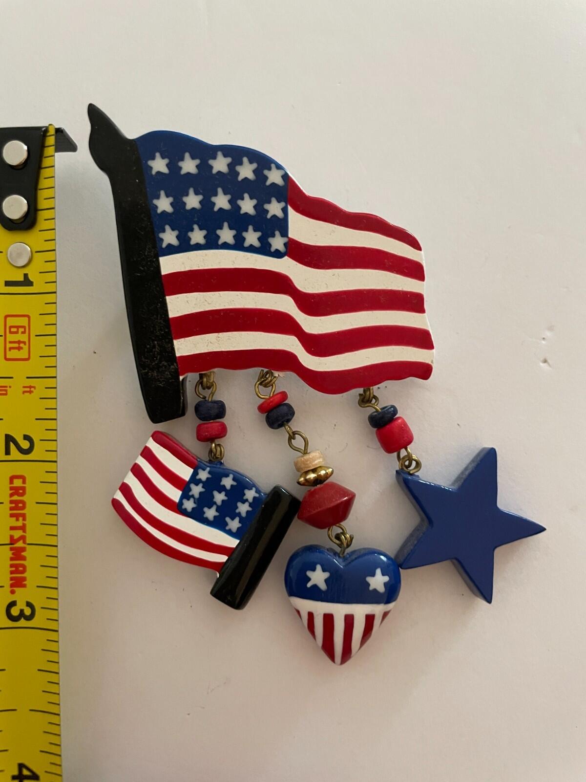 American Flag With Charms Pin - Image 3